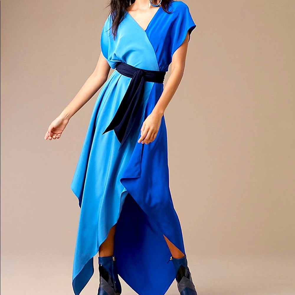 DVF Asymmetric Sleeve Scarf Dress